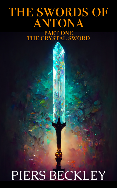 Cover art for The Crystal Sword - a blue glowing sword.